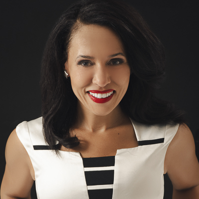 tetiana anderson a person in a white and striped top with long dark hair